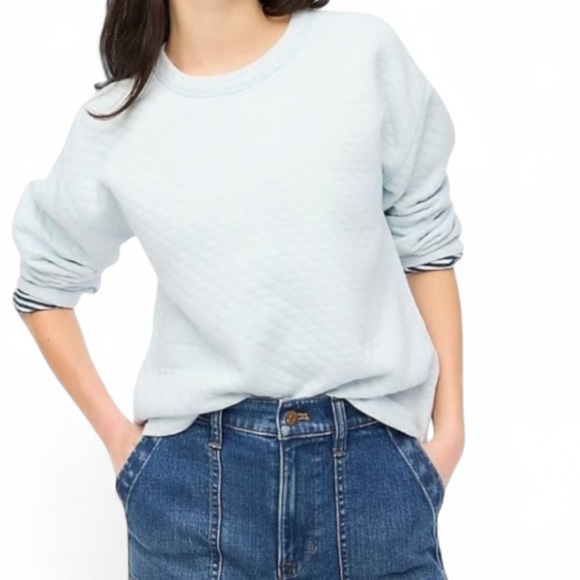 J. Crew Light Blue Reversible Quilted Pullover - Picture 1 of 7